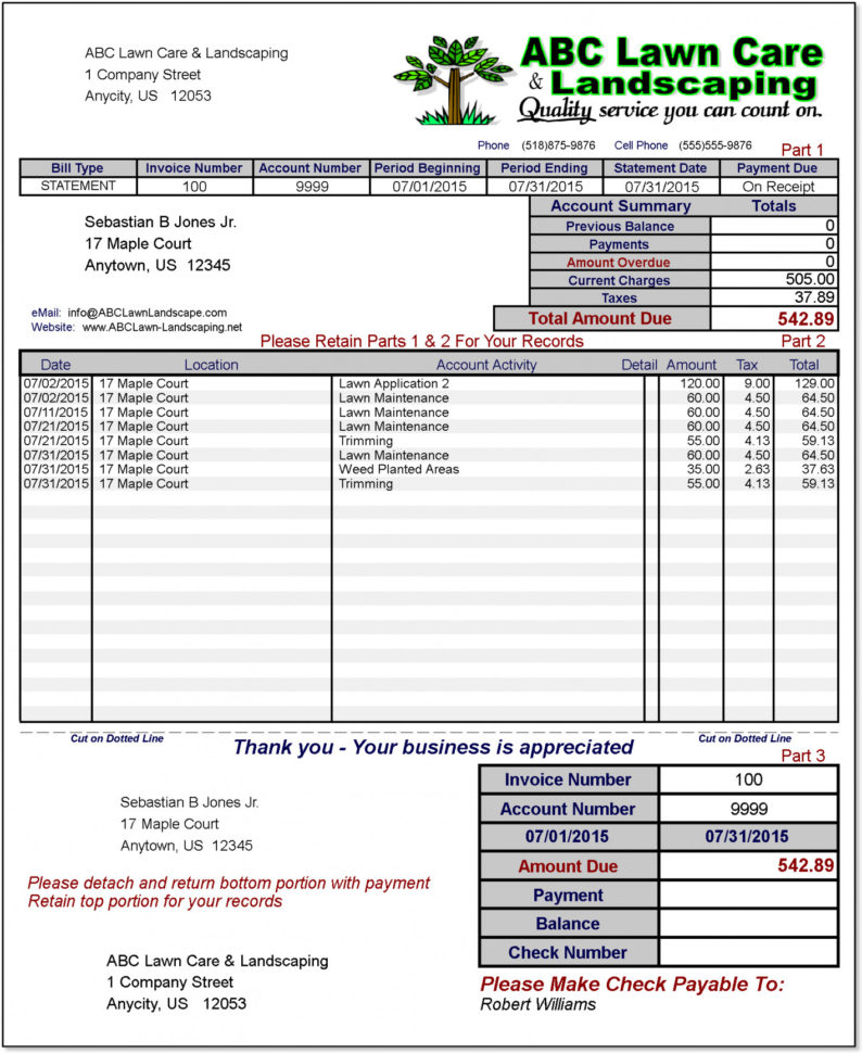 Landscaping Invoice Template | Invoice Sample Template With Landscaping Invoice Template