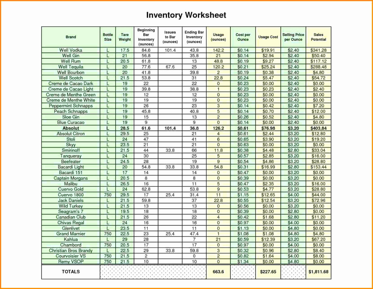 Liquor Inventory Template Unique Sample Bar Inventory Spreadsheet To Bar Inventory Spreadsheet Template Free