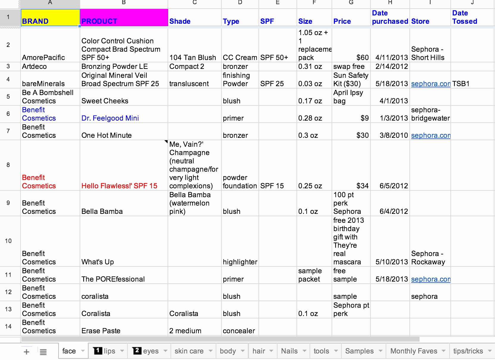 Makeup Inventory Spreadsheet Awesome Makeup Inventory Spreadsheet Within Makeup Inventory Spreadsheet