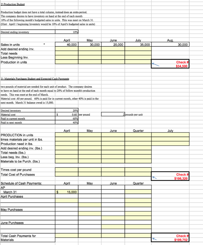 Managerial Accounting Chapter 9  Budget Excel Spre | Chegg For Excel Spreadsheet Course
