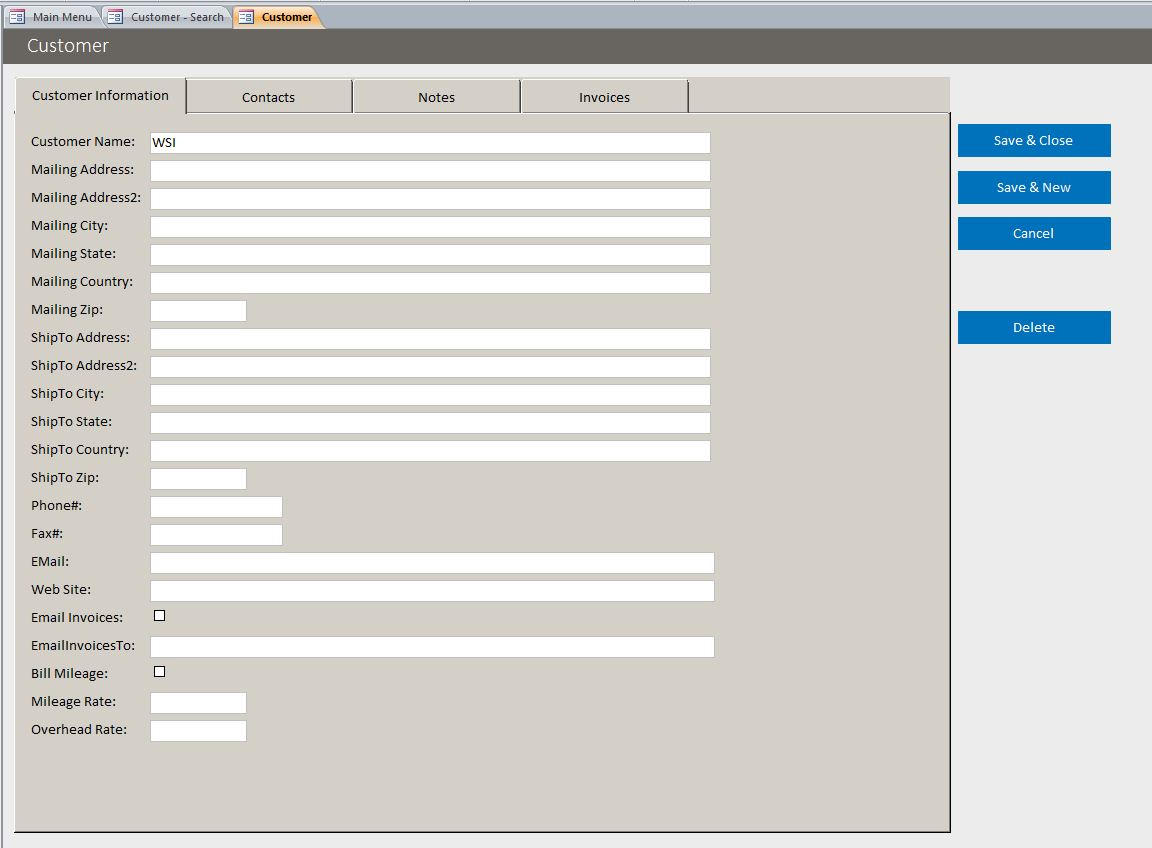 Microsoft Access Customer Database Template