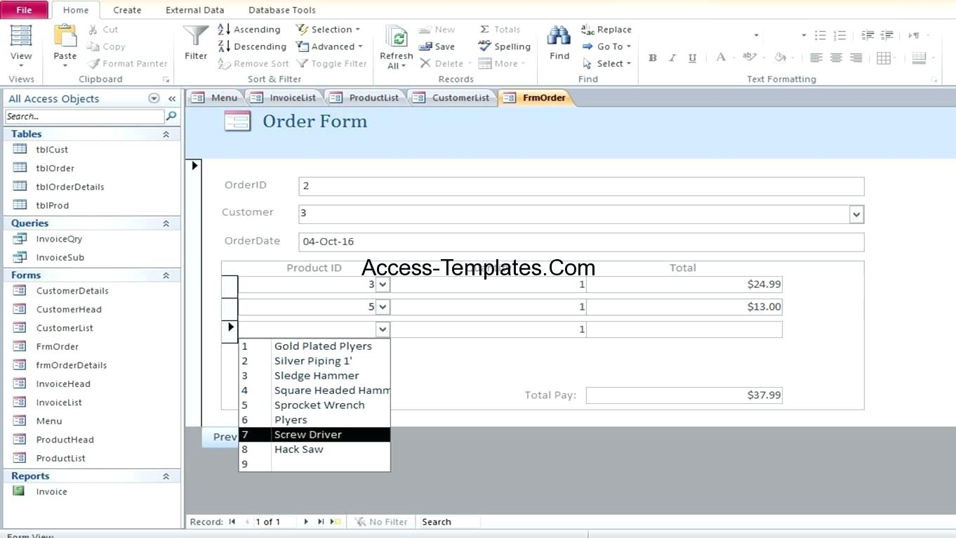 Microsoft Access Customer Database Template