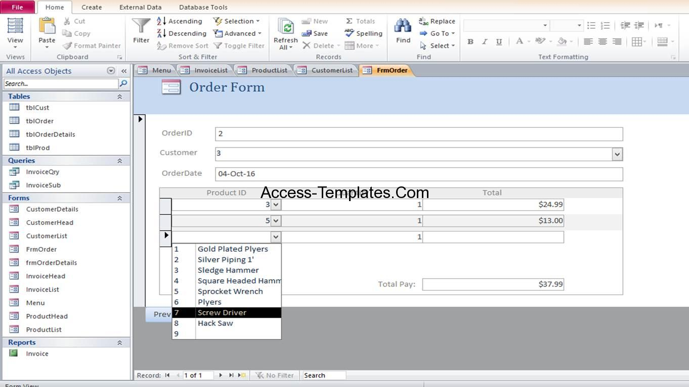 Microsoft Access Invoice Order Management Database Templates to Inventory Management Template Access 2007