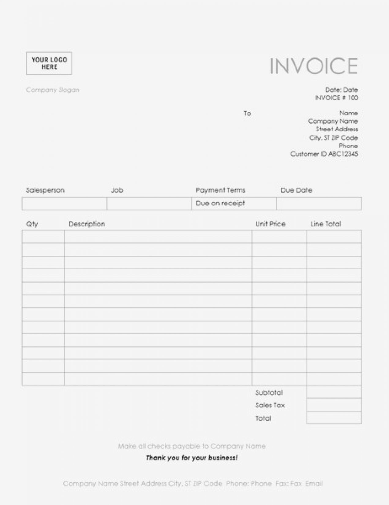 free microsoft excel invoice template