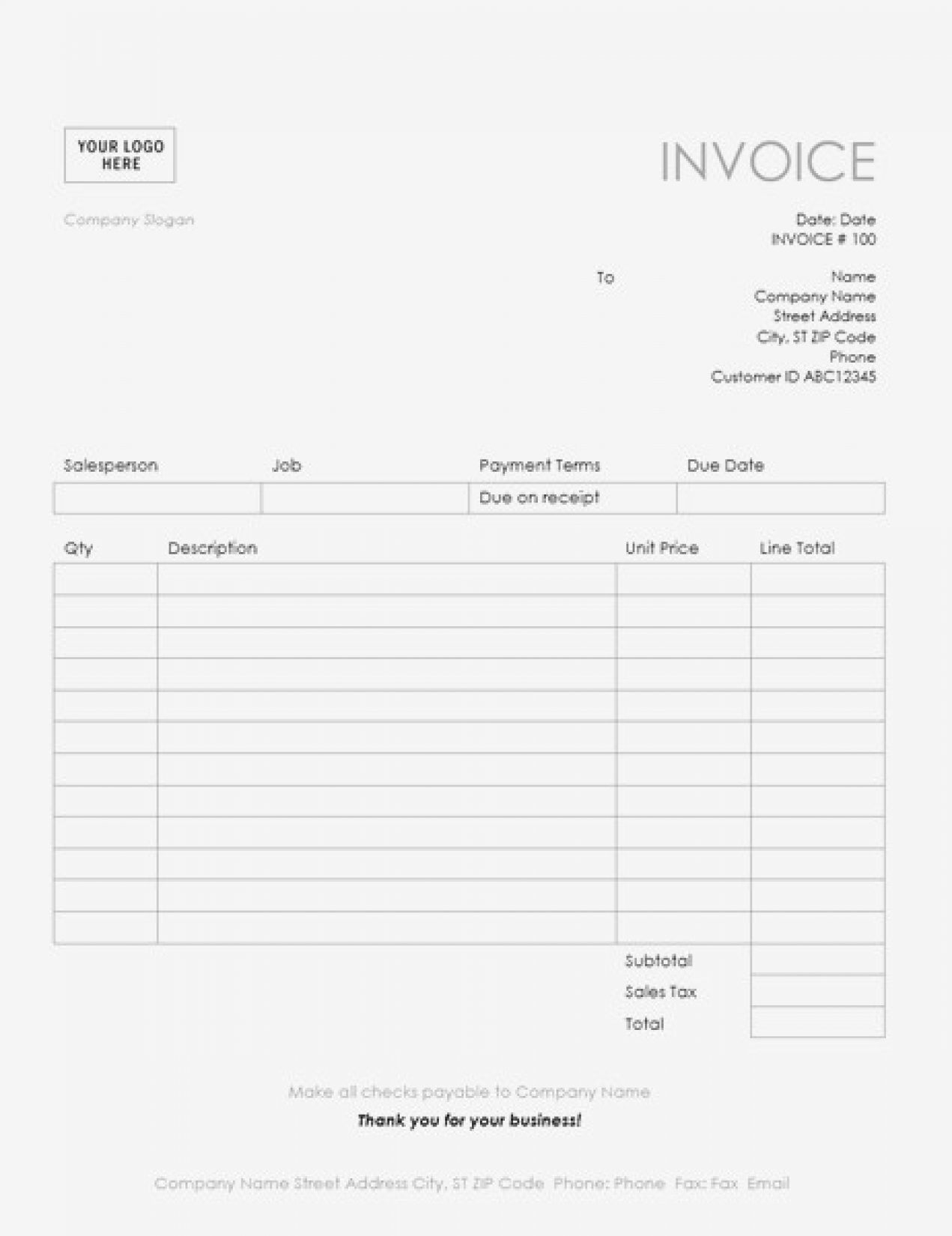 creating an invoice template in word