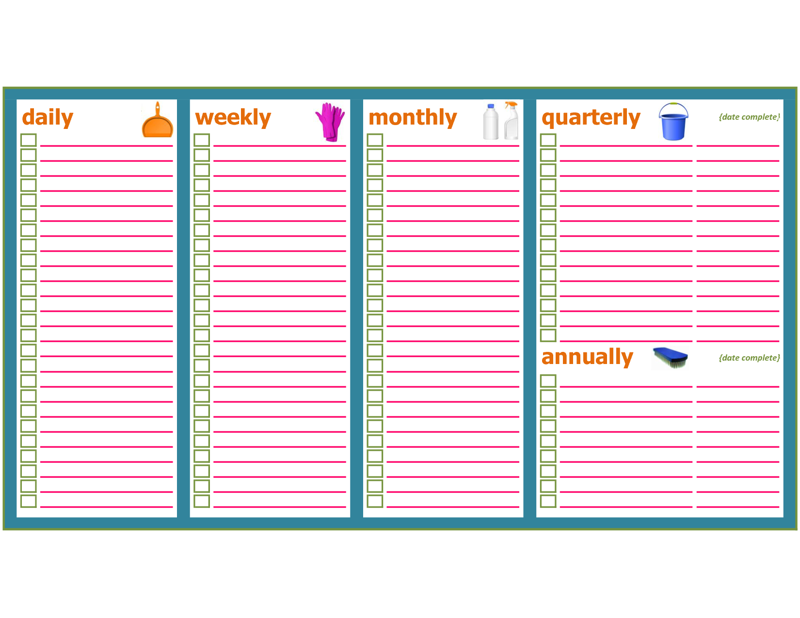 Monthly Cleaning Schedule Template - Kimo.9Terrains.co for Monthly Accounting Checklist Template