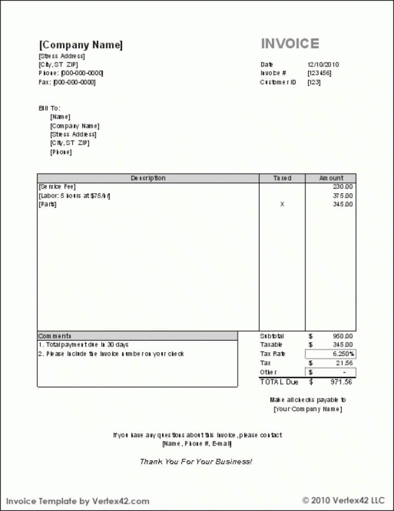 Monthly Invoice Template – Robinhobbs Intended For Monthly Invoice ...