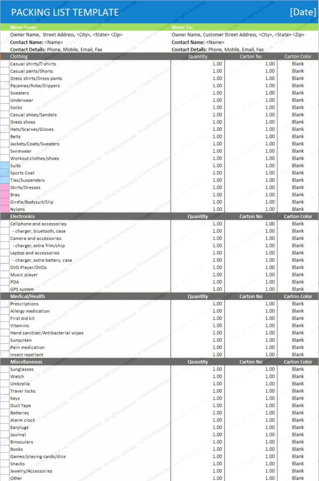 Moving Checklist Excel Spreadsheet New Home Inventory Or Packing Within Household Inventory Spreadsheet