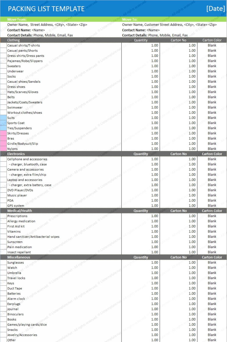 Moving Checklist Excel Spreadsheet New Home Inventory Or Packing Within 