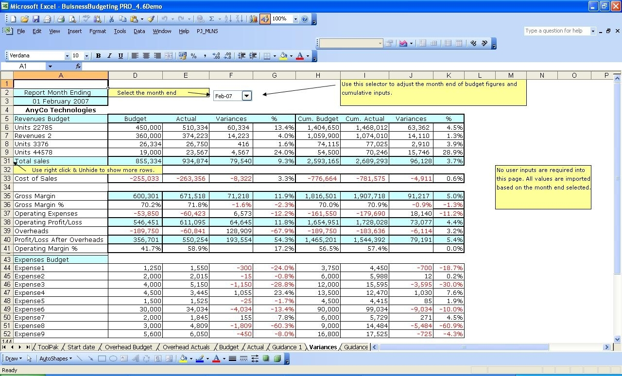Ms Excel Budget Templates: Company Budgeting Throughout Financial And Financial Budget Template For Business