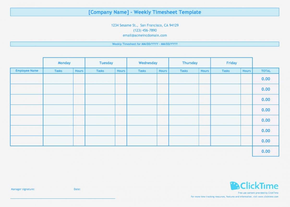 Multiple Employee Timesheet Template Thumbnail Weekly Blue 1 300 192 And Employee Time Tracking Spreadsheet Template