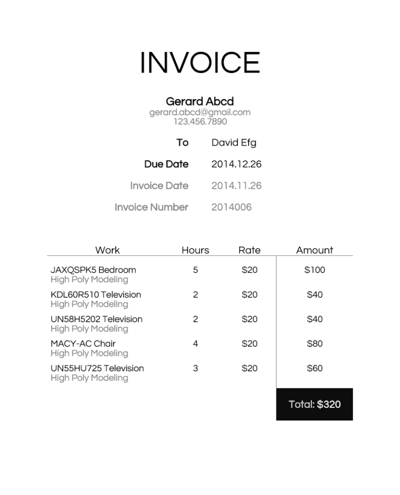 My Invoice Template. : Minimalism And Artist Invoice Samples