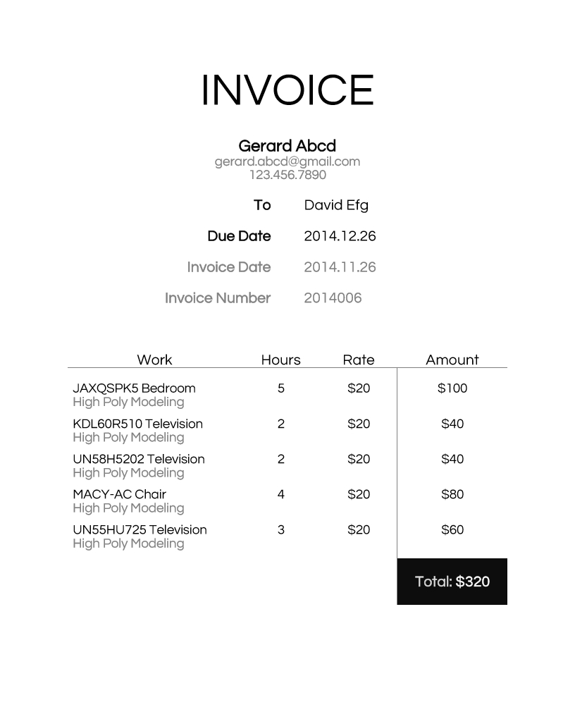 My Invoice Template. Minimalism and Artist Invoice Samples —