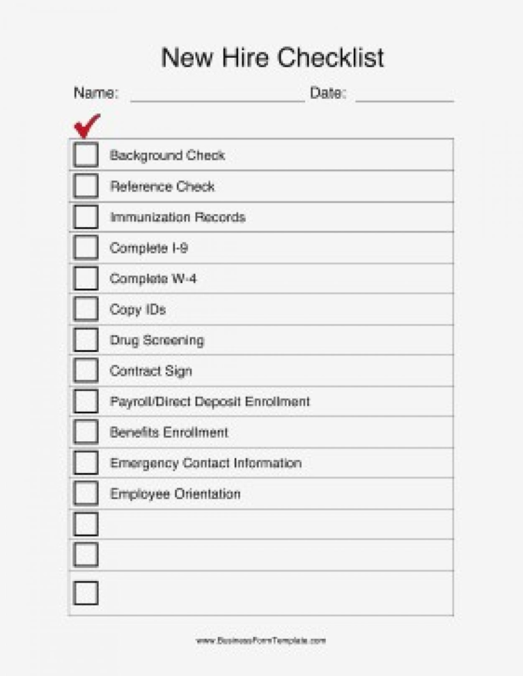 New Hire Forms Checklist Systematic For Business Form Template In Business Form Templates