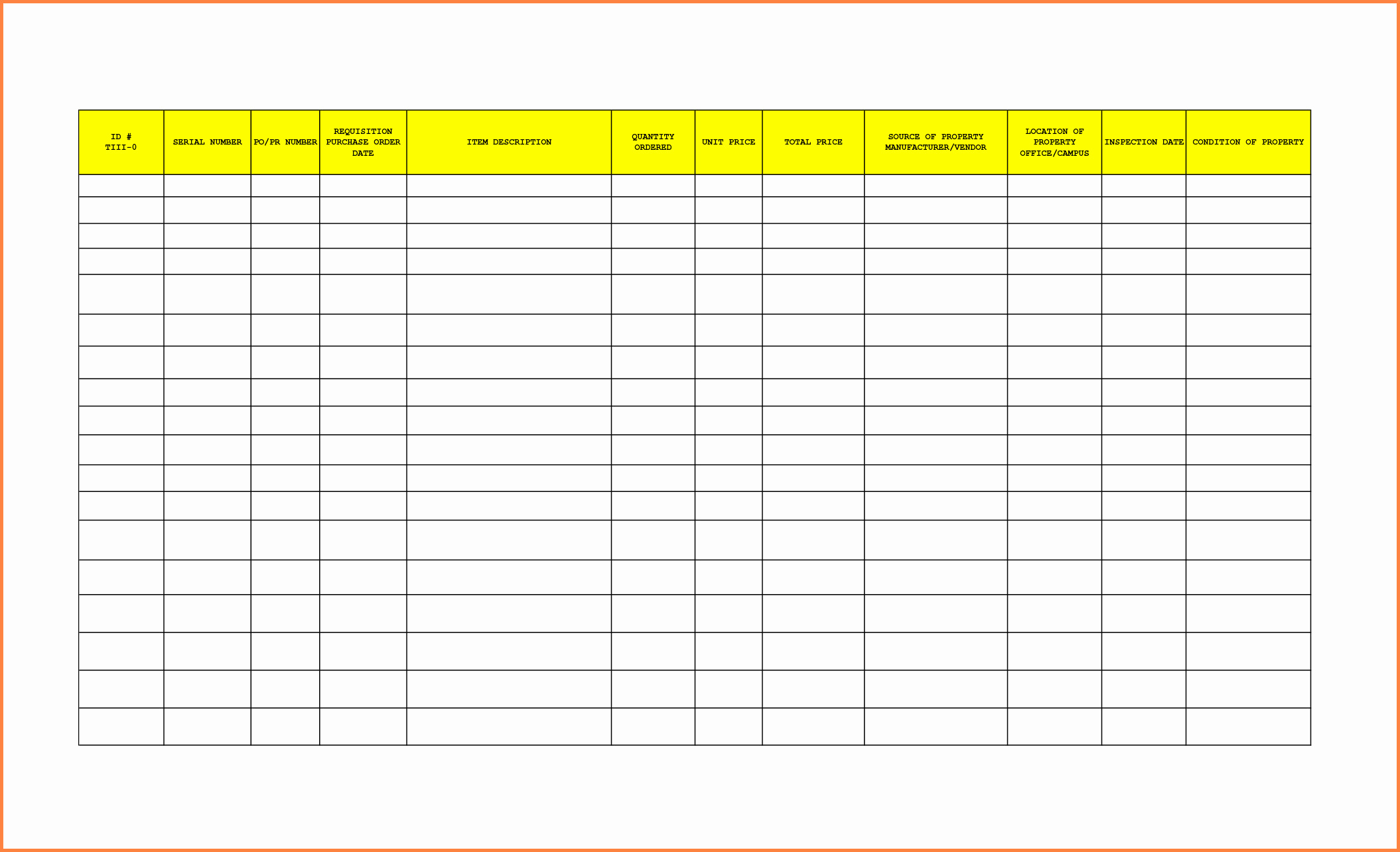 Dental Office Inventory List Template