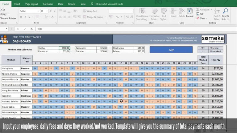 Employee Time Tracking Excel Template — db-excel.com
