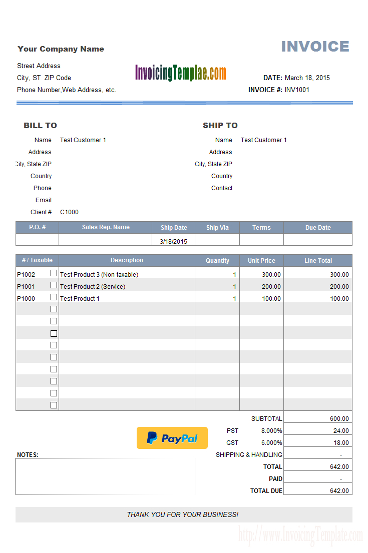 Pdf Invoice With Paypal Button for Paypal Invoice Template —