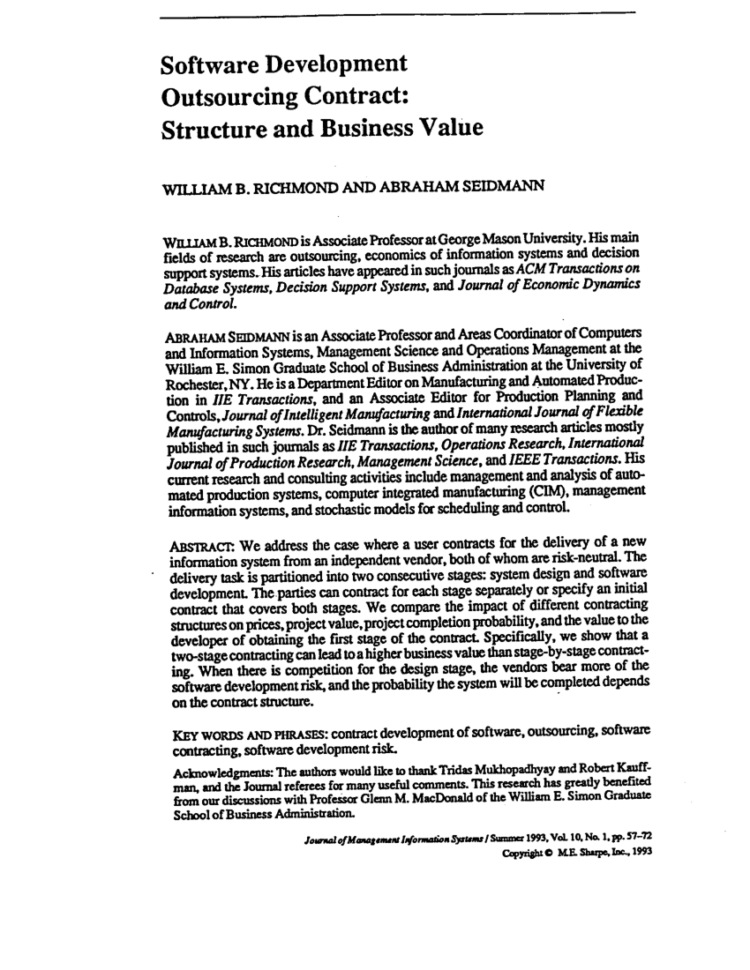 Pdf) Software Development Outsourcing Contract: Structure And Throughout Business Contract Software