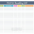 Personal Property Inventory List Template Printable Home Worksheet within Household Inventory Spreadsheet