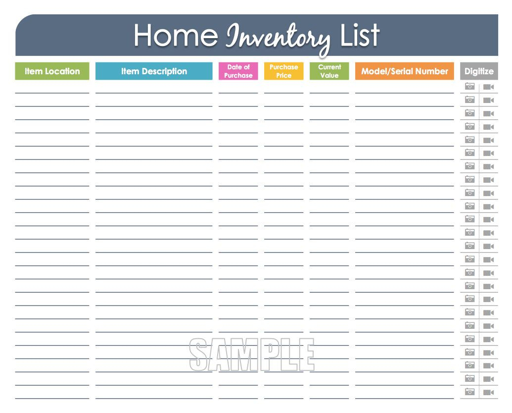 Personal Property Inventory List Template Printable Home Worksheet Within Household Inventory Spreadsheet