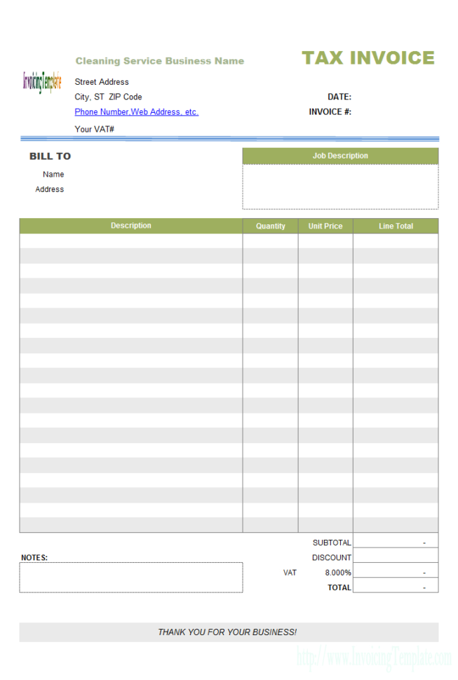 Pest Control Invoice / Work Order For Job Invoice Template