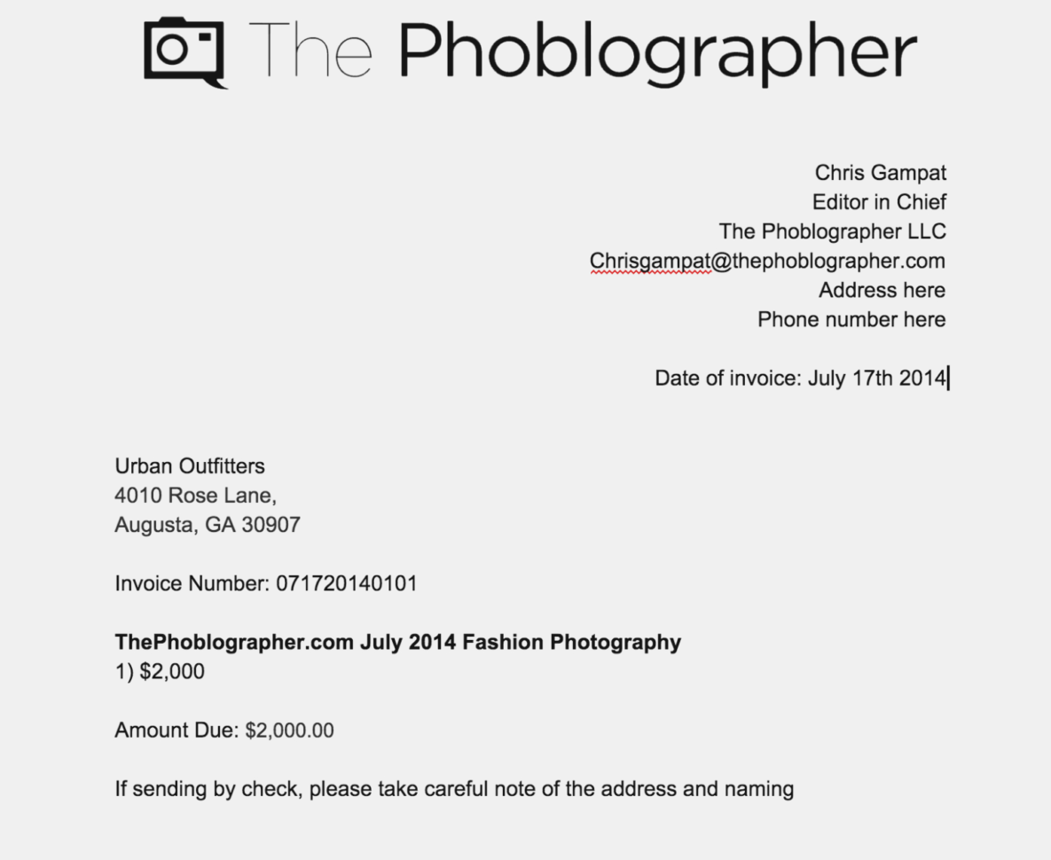 Photography Invoice Template Will | Invoice And Resume Ideas Throughout Photography Invoice Template