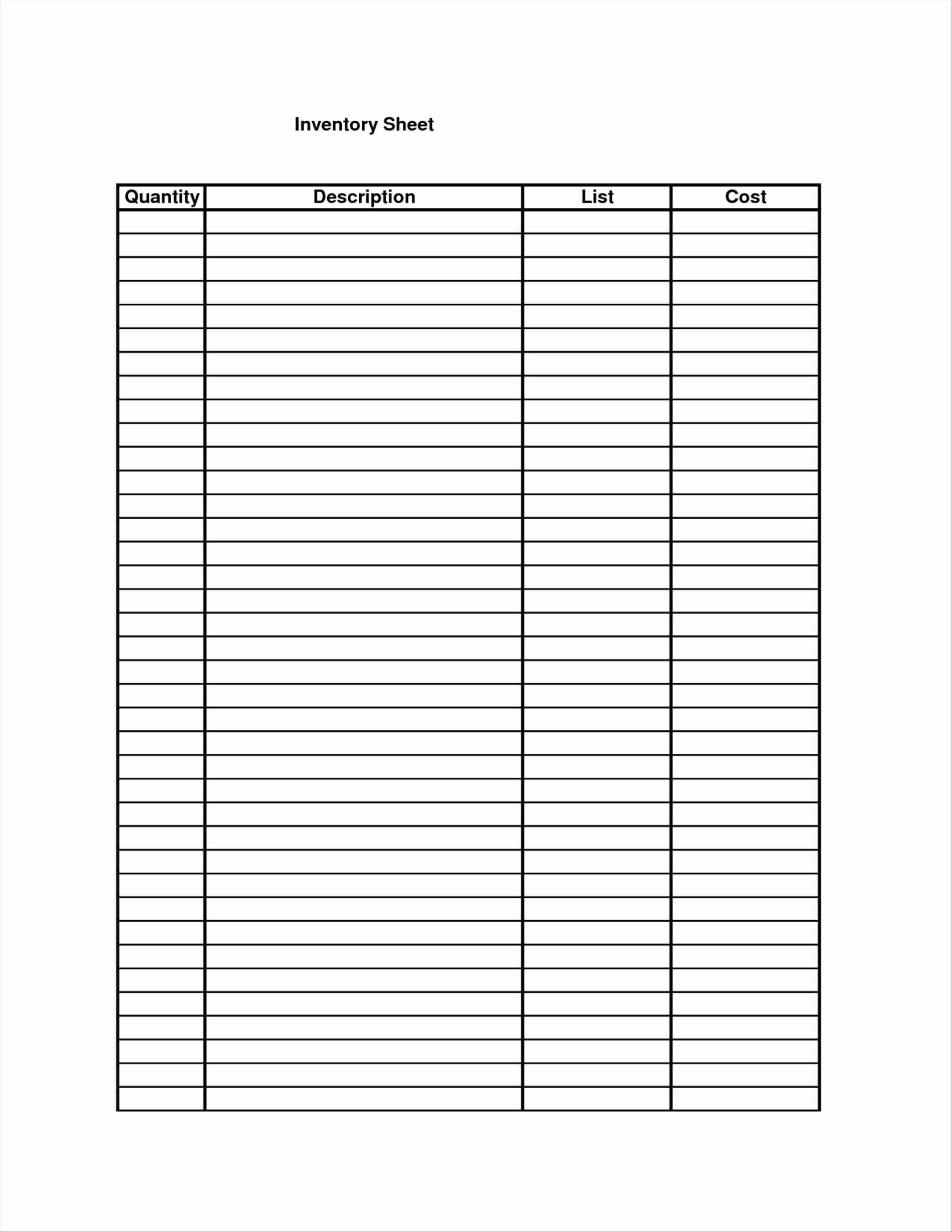 Physical Printable Inventory Spreadsheet Inventory Count Sheet with