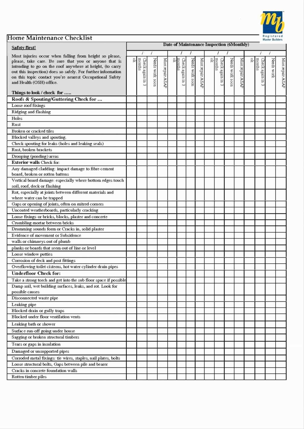 Preventive Maintenance Spreadsheet For Hotel Maintenance Checklist Throughout Preventive Maintenance Spreadsheet