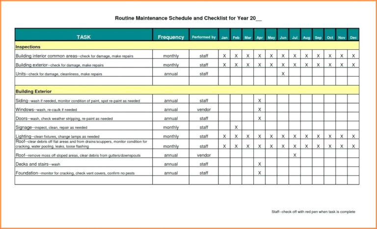 Preventive Maintenance Spreadsheet — Db-excel.com