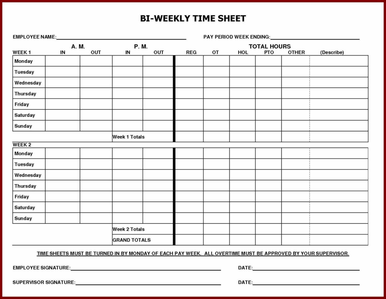Printable Employee Time Sheet   Durun.ugrasgrup Within Payroll Timesheet Template