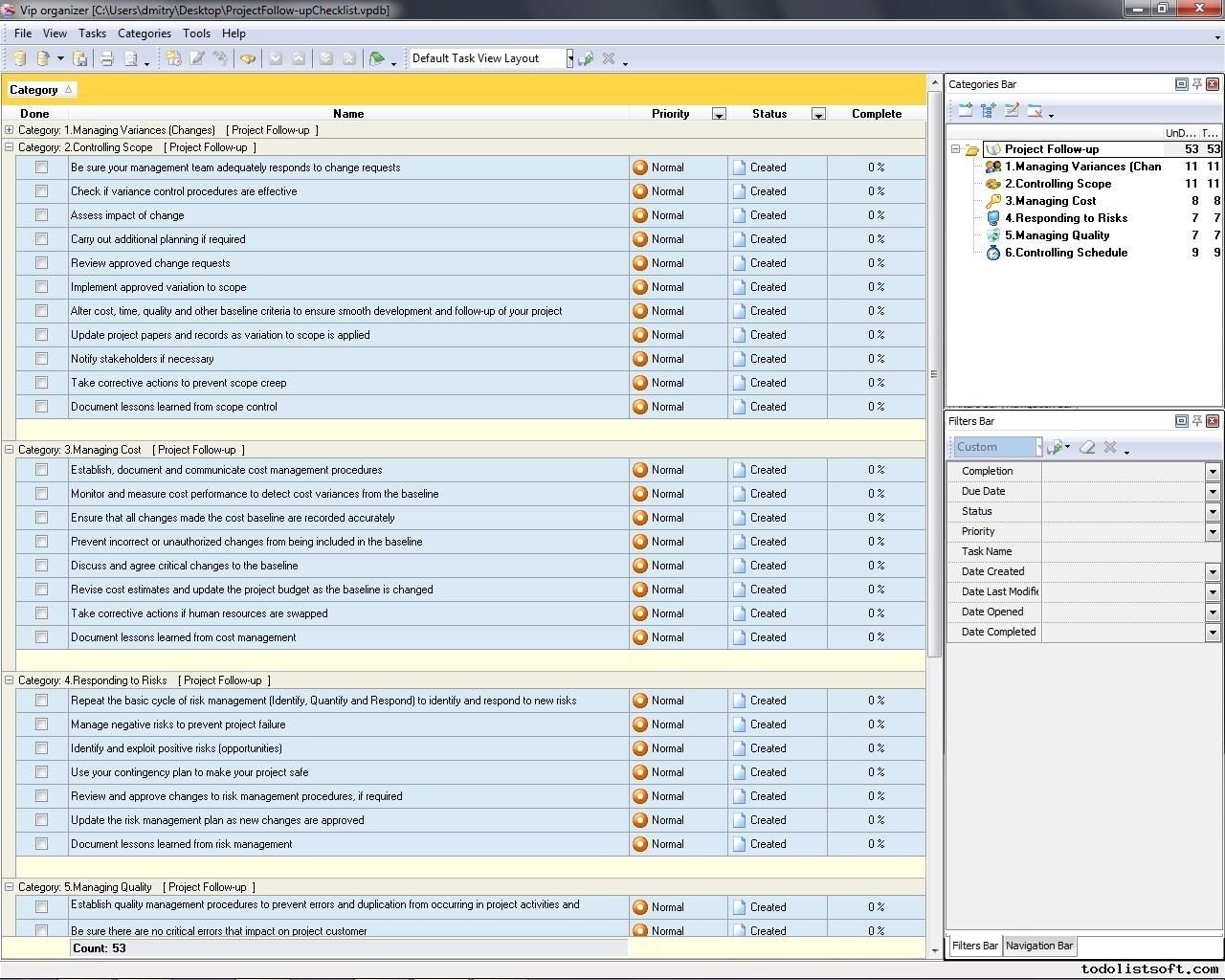 Project Follow Up Checklist To Do List Organizer Checklist Inside 