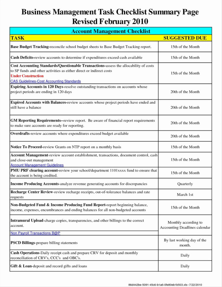 Project Management Checklist   Durun.ugrasgrup In Monthly Accounting Checklist Template
