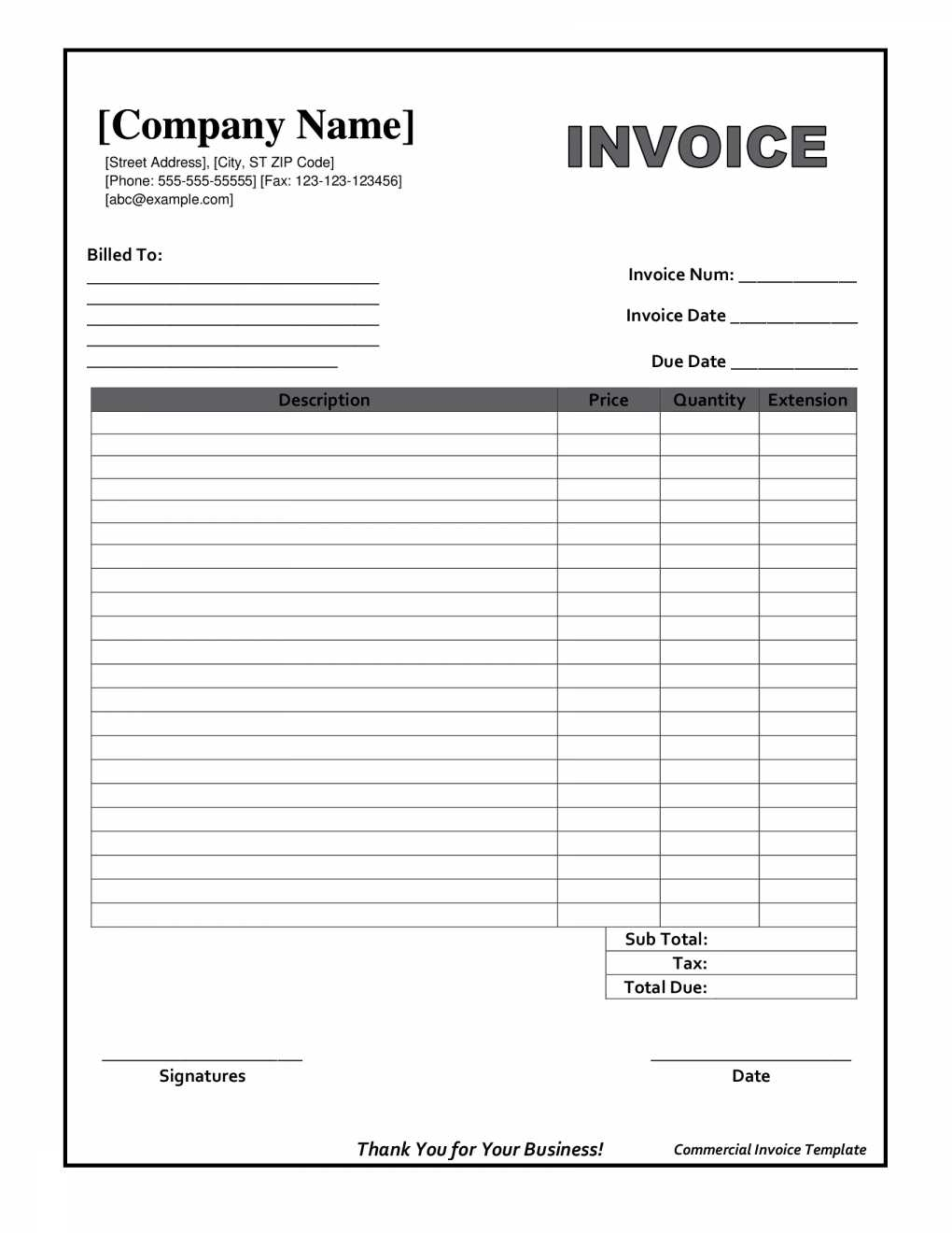 free download of blank vintage invoice template