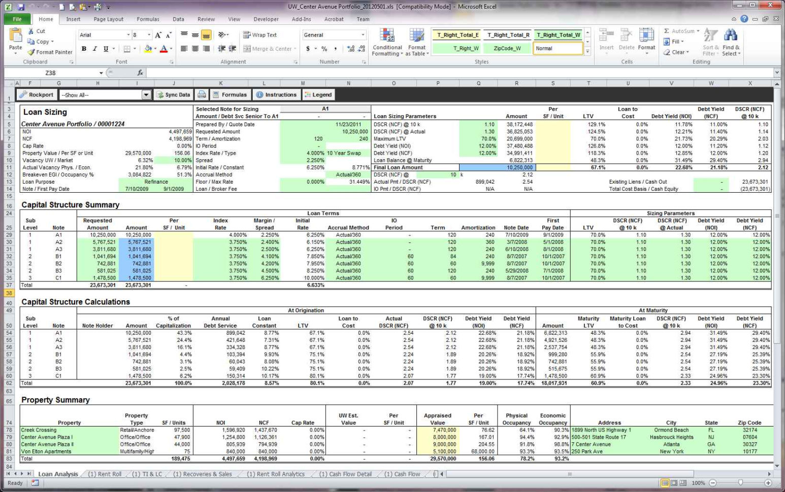 Commercial Real Estate Investment Analysis Excel Spreadsheet