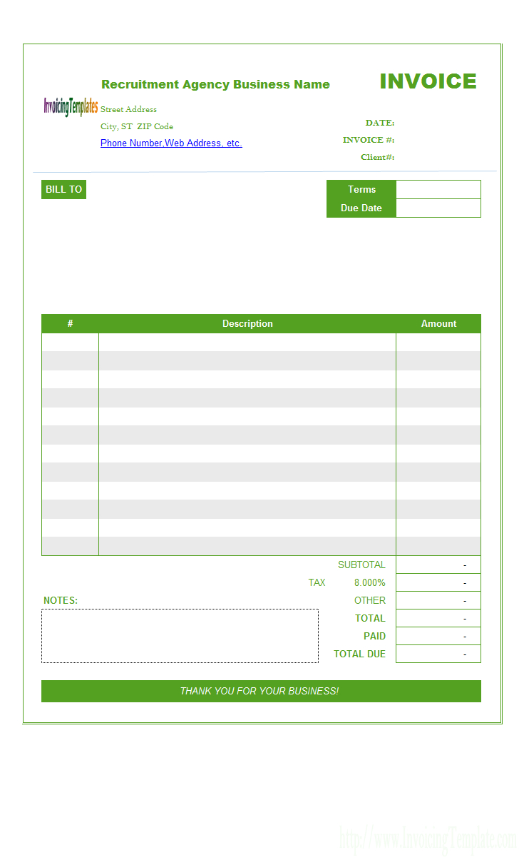 Recruitment Agency Invoice Template to Job Invoice Template