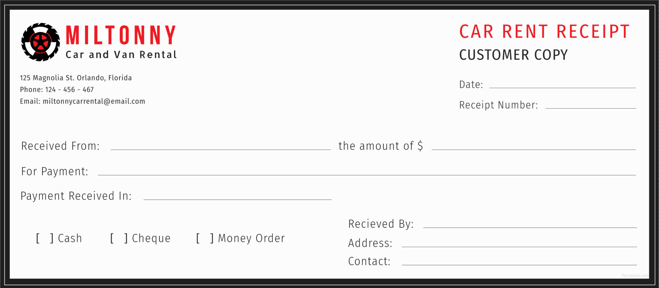 Rental Car Receipt Template   Bino.9Terrains.co In Rental Invoice Template