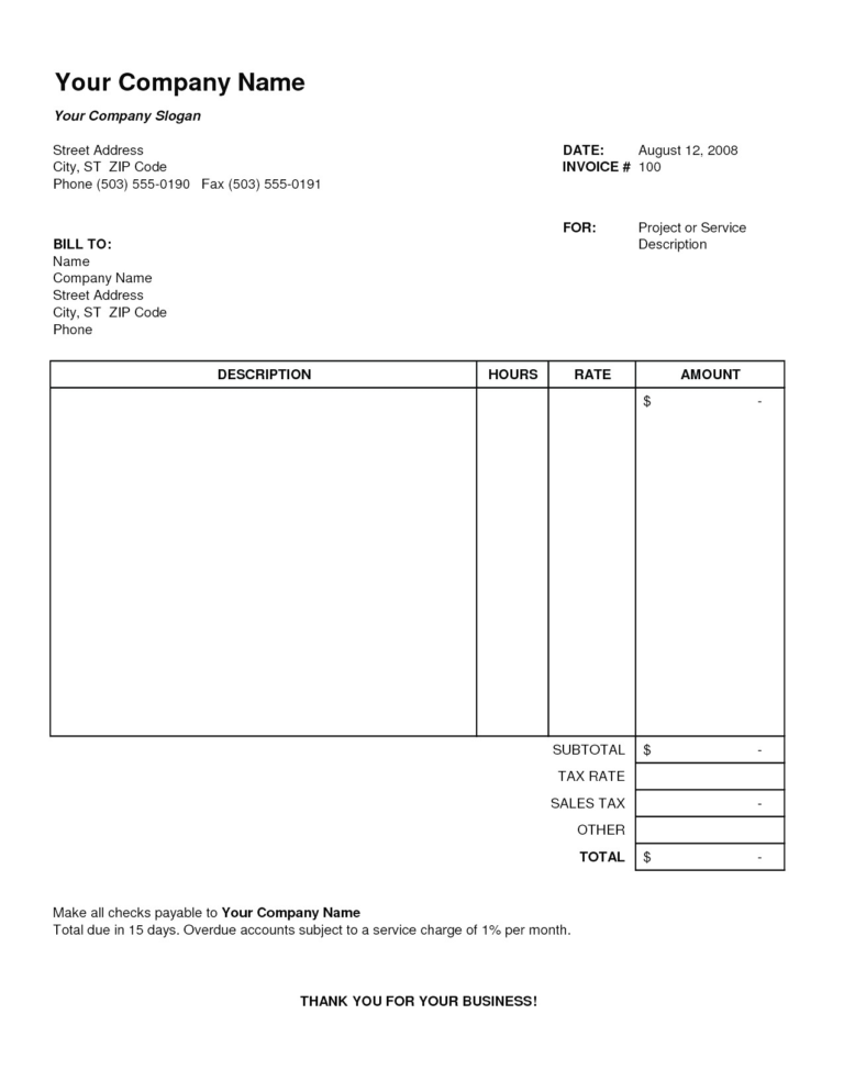 Rental Invoice Template Excel | Free Printable Invoice Excel Monthly ...