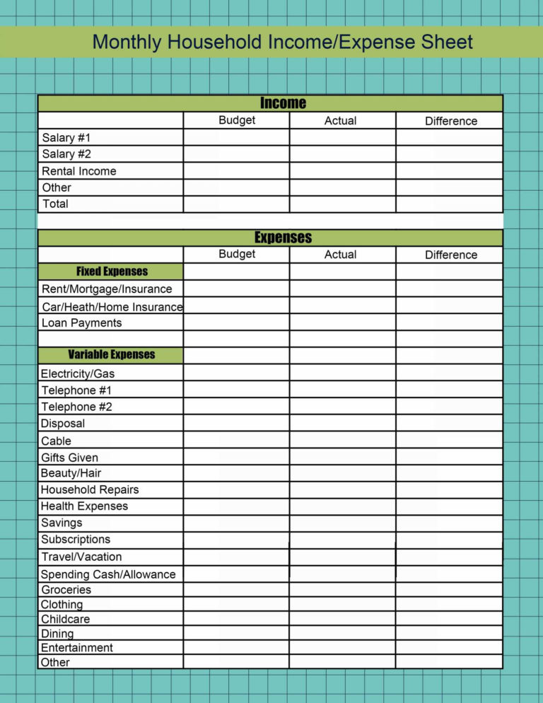 spreadsheet for monthly expenses renter