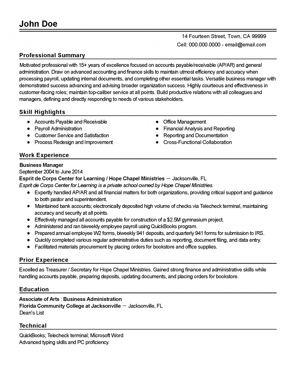 Resume Professional Accounts Payable Receivable Clerk Templates