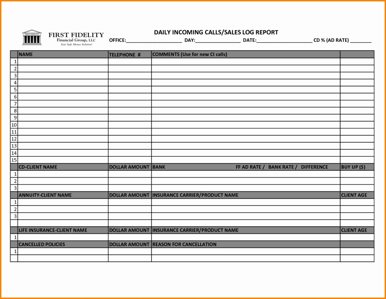 Sales Call Schedule Template To Sales Call Tracker Template