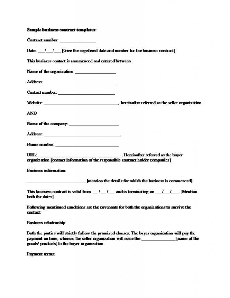 Sample Business Contract Template With Business Contract Software
