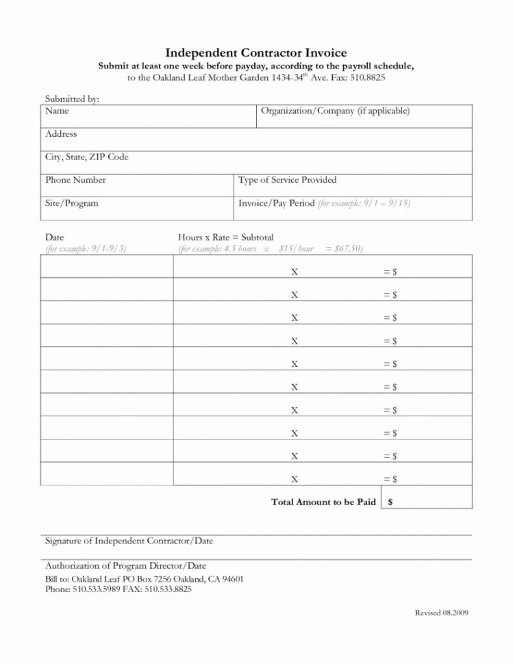 Sample Of Invoice Pdf Independent Contractor Invoice Template Free Inside Independent Contractor Invoice Sample