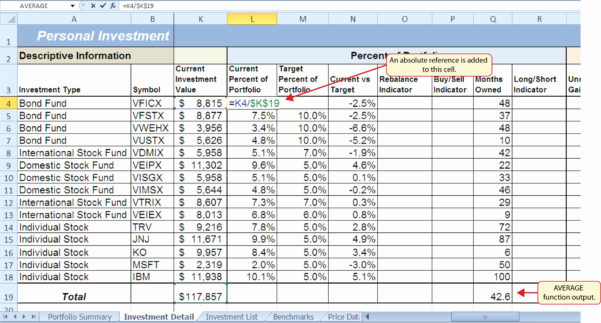 Sample Stock Portfolio Spreadsheet Awesome Investment Portfolio to ...