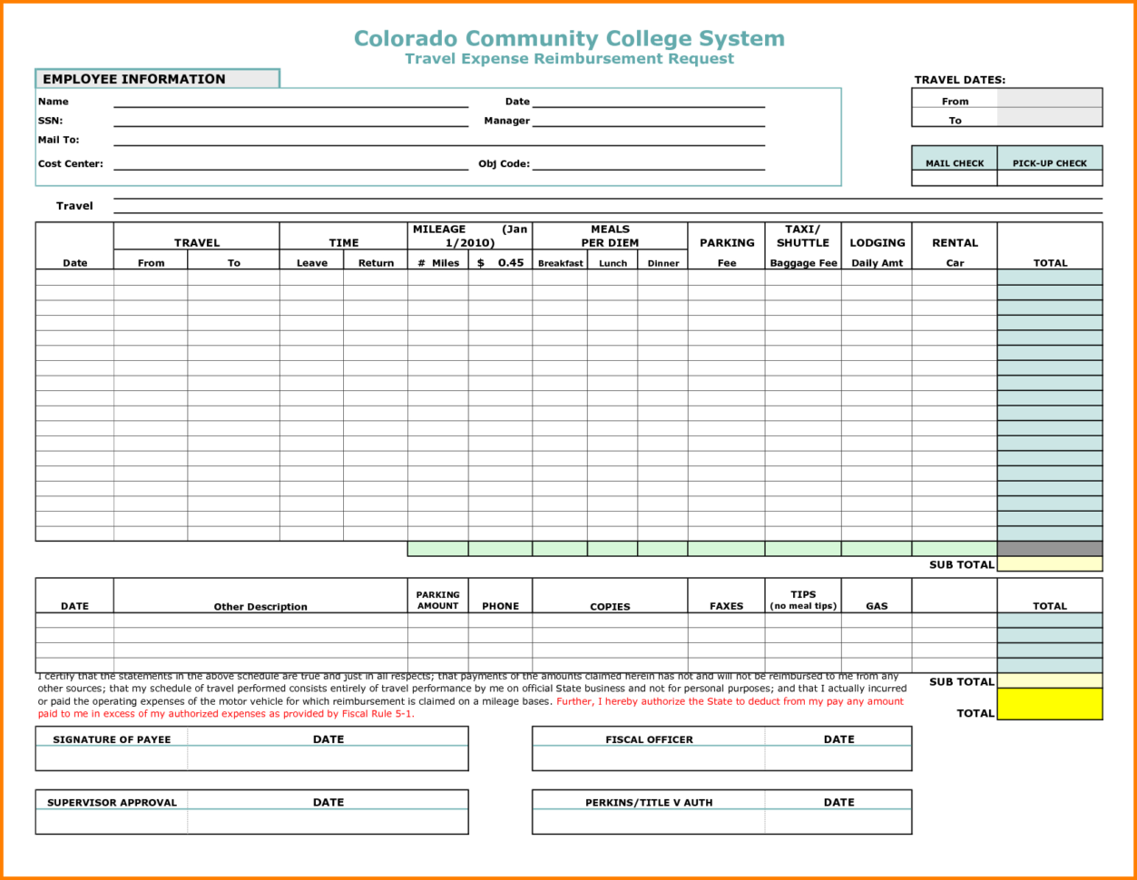 Sample Travel Expense Policy   Tagua Spreadsheet Sample Collection In Reimbursement Sheet Template