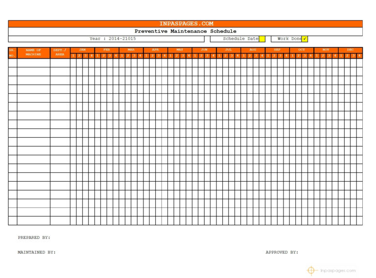 Schedule Examples Templates Save Btsa Co In Preventive Maintenance Within Preventive Maintenance