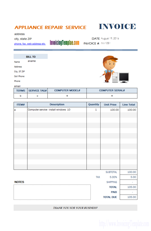 Service Invoice Template Within Medical Invoice Template