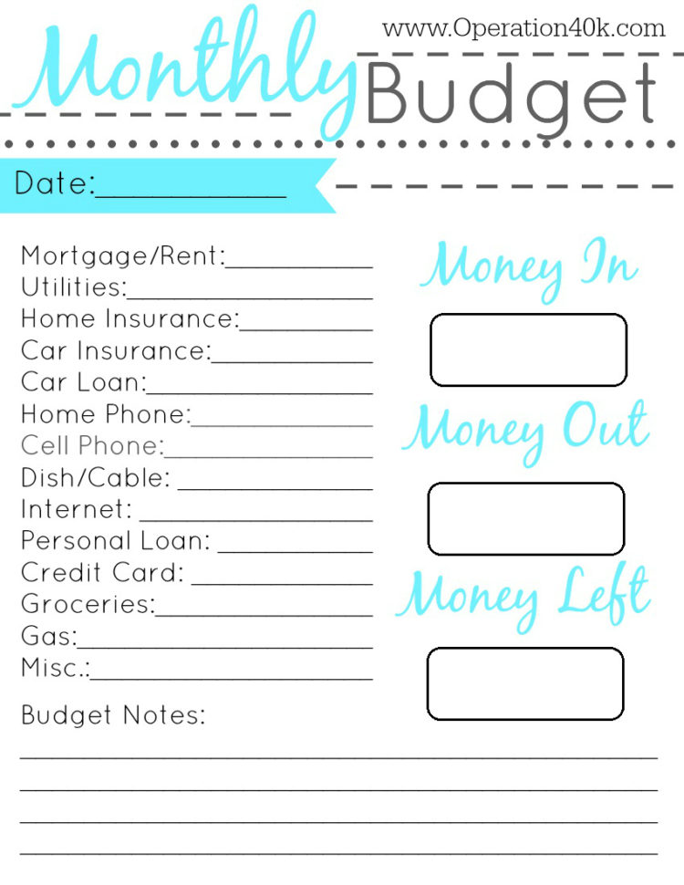 Simple Household Budget Template Printable Stunning Simple Family Inside College Budget Template