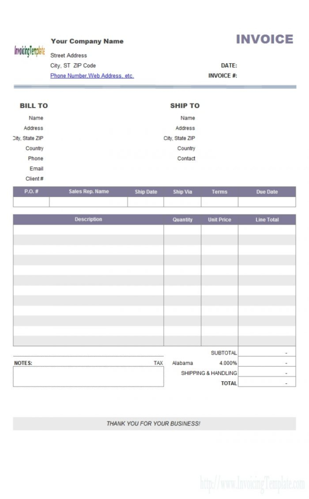 Simple Tax Invoice Sample With Tax Rate List Download Invoice Intended For Invoice Template Quickbooks