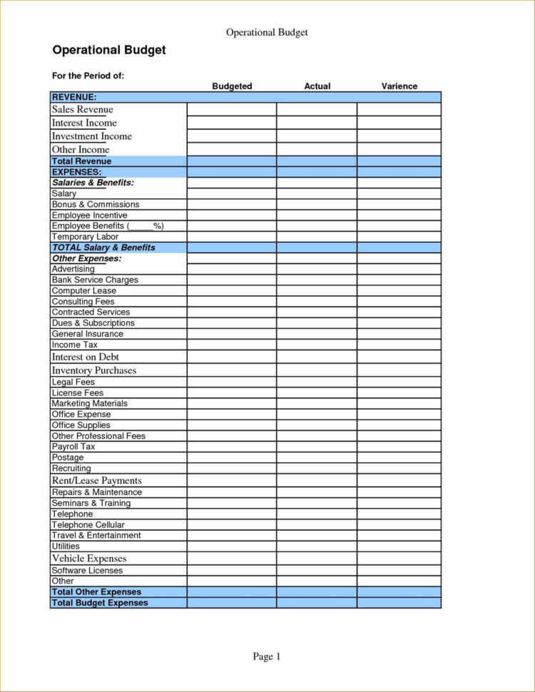 monthly business expenses list