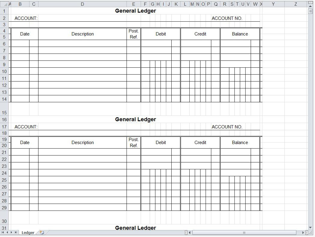 Small Business General Ledger Template Generalledger Accurate And Small Business General Ledger Template